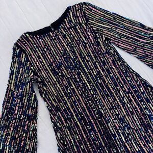 GB‎ Girls Multicolored Sequin Long Sleeve A-line Dress SMALL Iridescent Holiday